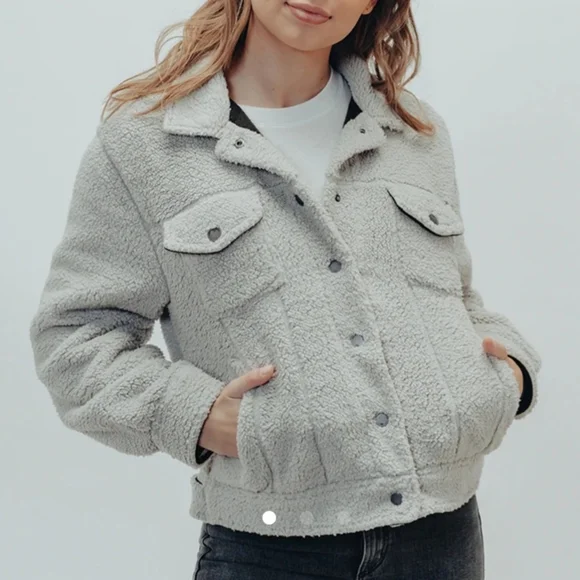 Cropped teddy store trucker jacket